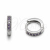 Argolla Huggie 02.267.0140.8.12 Rodio Laminado, con Zirconia Cubica Amatista, Pulido, Rodinado