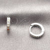 Argolla Huggie 02.267.0140.9.12 Rodio Laminado, con Zirconia Cubica Multicolor, Pulido, Rodinado