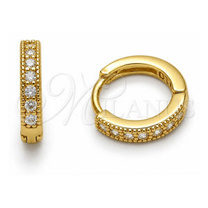 Argolla Huggie 02.267.0140.14 Oro Laminado, con Zirconia Cubica Blanca, Pulido, Tono Dorado