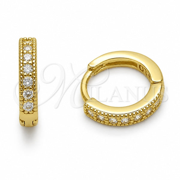 Argolla Huggie 02.267.0140.14 Oro Laminado, con Zirconia Cubica Blanca, Pulido, Tono Dorado