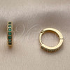Argolla Huggie 02.267.0140.1.14 Oro Laminado, con Zirconia Cubica Verde, Pulido, Tono Dorado