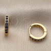 Argolla Huggie 02.267.0140.2.14 Oro Laminado, con Zirconia Cubica Zafiro Azul, Pulido, Tono Dorado