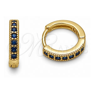 Argolla Huggie 02.267.0140.2.14 Oro Laminado, con Zirconia Cubica Zafiro Azul, Pulido, Tono Dorado