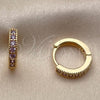 Argolla Huggie 02.267.0140.3.14 Oro Laminado, con Zirconia Cubica Amatista, Pulido, Tono Dorado