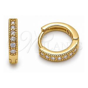 Argolla Huggie 02.267.0140.3.14 Oro Laminado, con Zirconia Cubica Amatista, Pulido, Tono Dorado