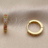 Argolla Huggie 02.267.0140.4.14 Oro Laminado, con Zirconia Cubica Multicolor, Pulido, Tono Dorado