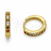 Argolla Huggie 02.267.0140.4.14 Oro Laminado, con Zirconia Cubica Multicolor, Pulido, Tono Dorado