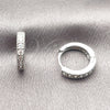Argolla Huggie 02.267.0140.5.14 Rodio Laminado, con Zirconia Cubica Blanca, Pulido, Rodinado