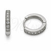 Argolla Huggie 02.267.0140.5.14 Rodio Laminado, con Zirconia Cubica Blanca, Pulido, Rodinado