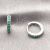 Argolla Huggie 02.267.0140.6.14 Rodio Laminado, con Zirconia Cubica Verde, Pulido, Rodinado