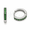Argolla Huggie 02.267.0140.6.14 Rodio Laminado, con Zirconia Cubica Verde, Pulido, Rodinado
