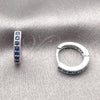 Argolla Huggie 02.267.0140.7.14 Rodio Laminado, con Zirconia Cubica Zafiro Azul, Pulido, Rodinado