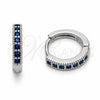 Argolla Huggie 02.267.0140.7.14 Rodio Laminado, con Zirconia Cubica Zafiro Azul, Pulido, Rodinado