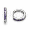 Argolla Huggie 02.267.0140.8.14 Rodio Laminado, con Zirconia Cubica Amatista, Pulido, Rodinado