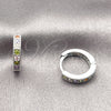 Argolla Huggie 02.267.0140.9.14 Rodio Laminado, con Zirconia Cubica Multicolor, Pulido, Rodinado