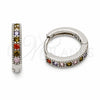 Argolla Huggie 02.267.0140.9.14 Rodio Laminado, con Zirconia Cubica Multicolor, Pulido, Rodinado