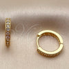 Argolla Huggie 02.267.0140.16 Oro Laminado, con Zirconia Cubica Blanca, Pulido, Tono Dorado