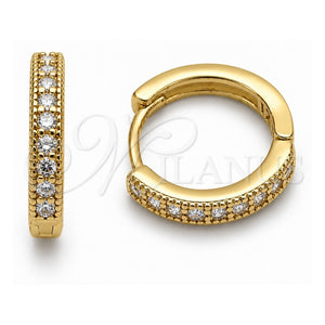 Argolla Huggie 02.267.0140.16 Oro Laminado, con Zirconia Cubica Blanca, Pulido, Tono Dorado