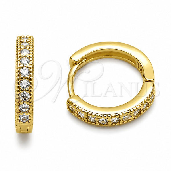 Argolla Huggie 02.267.0140.16 Oro Laminado, con Zirconia Cubica Blanca, Pulido, Tono Dorado