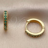 Argolla Huggie 02.267.0140.1.16 Oro Laminado, con Zirconia Cubica Verde, Pulido, Tono Dorado