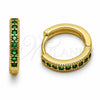 Argolla Huggie 02.267.0140.1.16 Oro Laminado, con Zirconia Cubica Verde, Pulido, Tono Dorado