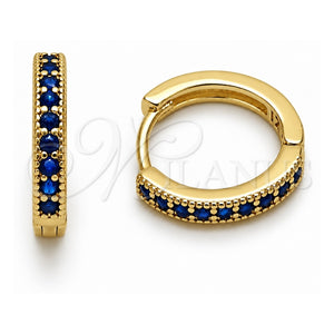 Argolla Huggie 02.267.0140.2.16 Oro Laminado, con Zirconia Cubica Zafiro Azul, Pulido, Tono Dorado