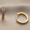 Argolla Huggie 02.267.0140.3.16 Oro Laminado, con Zirconia Cubica Amatista, Pulido, Tono Dorado