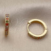 Argolla Huggie 02.267.0140.4.16 Oro Laminado, con Zirconia Cubica Multicolor, Pulido, Tono Dorado