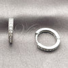 Argolla Huggie 02.267.0140.5.16 Rodio Laminado, con Zirconia Cubica Blanca, Pulido, Rodinado