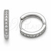 Argolla Huggie 02.267.0140.5.16 Rodio Laminado, con Zirconia Cubica Blanca, Pulido, Rodinado