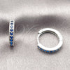 Argolla Huggie 02.267.0140.7.16 Rodio Laminado, con Zirconia Cubica Zafiro Azul, Pulido, Rodinado