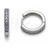 Argolla Huggie 02.267.0140.8.16 Oro Laminado Blanco, con Zirconia Cubica Amatista, Pulido, Rodinado