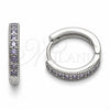 Argolla Huggie 02.267.0140.8.16 Rodio Laminado, con Zirconia Cubica Amatista, Pulido, Rodinado