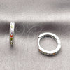 Argolla Huggie 02.267.0140.9.16 Rodio Laminado, con Zirconia Cubica Multicolor, Pulido, Rodinado