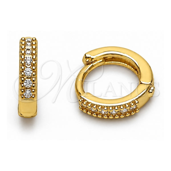 Argolla Huggie 02.267.0141.10 Oro Laminado, con Zirconia Cubica Blanca, Pulido, Tono Dorado