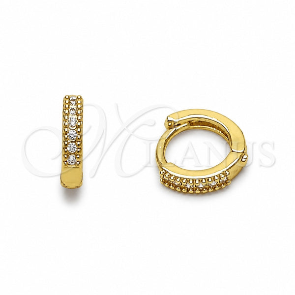 Argolla Huggie 02.267.0141.10 Oro Laminado, con Zirconia Cubica Blanca, Pulido, Tono Dorado
