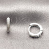 Argolla Huggie 02.267.0141.1.10 Rodio Laminado, con Zirconia Cubica Blanca, Pulido, Rodinado