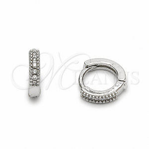 Argolla Huggie 02.267.0141.1.10 Rodio Laminado, con Zirconia Cubica Blanca, Pulido, Rodinado