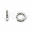 Argolla Huggie 02.267.0141.1.10 Rodio Laminado, con Zirconia Cubica Blanca, Pulido, Rodinado