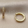 Argolla Huggie 02.267.0141.12 Oro Laminado, con Zirconia Cubica Blanca, Pulido, Tono Dorado