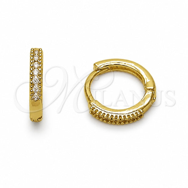 Argolla Huggie 02.267.0141.12 Oro Laminado, con Zirconia Cubica Blanca, Pulido, Tono Dorado
