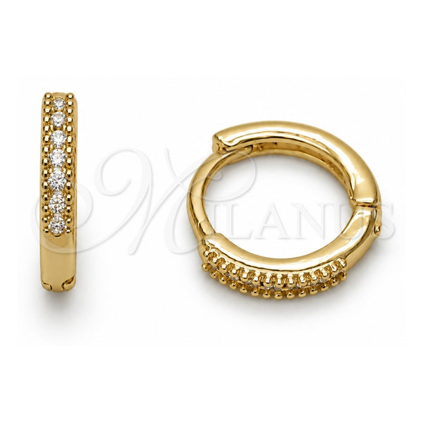 Argolla Huggie 02.267.0141.12 Oro Laminado, con Zirconia Cubica Blanca, Pulido, Tono Dorado