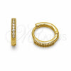 Argolla Huggie 02.267.0141.12 Oro Laminado, con Zirconia Cubica Blanca, Pulido, Tono Dorado