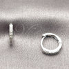 Argolla Huggie 02.267.0141.1.12 Rodio Laminado, con Zirconia Cubica Blanca, Pulido, Rodinado