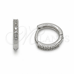 Argolla Huggie 02.267.0141.1.12 Rodio Laminado, con Zirconia Cubica Blanca, Pulido, Rodinado