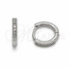 Argolla Huggie 02.267.0141.1.12 Rodio Laminado, con Zirconia Cubica Blanca, Pulido, Rodinado