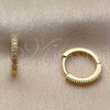 Argolla Huggie 02.267.0141.14 Oro Laminado, con Zirconia Cubica Blanca, Pulido, Tono Dorado