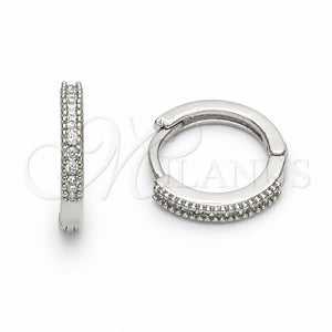 Argolla Huggie 02.267.0141.1.14 Rodio Laminado, con Zirconia Cubica Blanca, Pulido, Rodinado