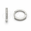 Argolla Huggie 02.267.0141.1.14 Rodio Laminado, con Zirconia Cubica Blanca, Pulido, Rodinado
