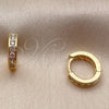 Argolla Huggie 02.267.0143.12 Oro Laminado, con Zirconia Cubica Blanca, Pulido, Tono Dorado